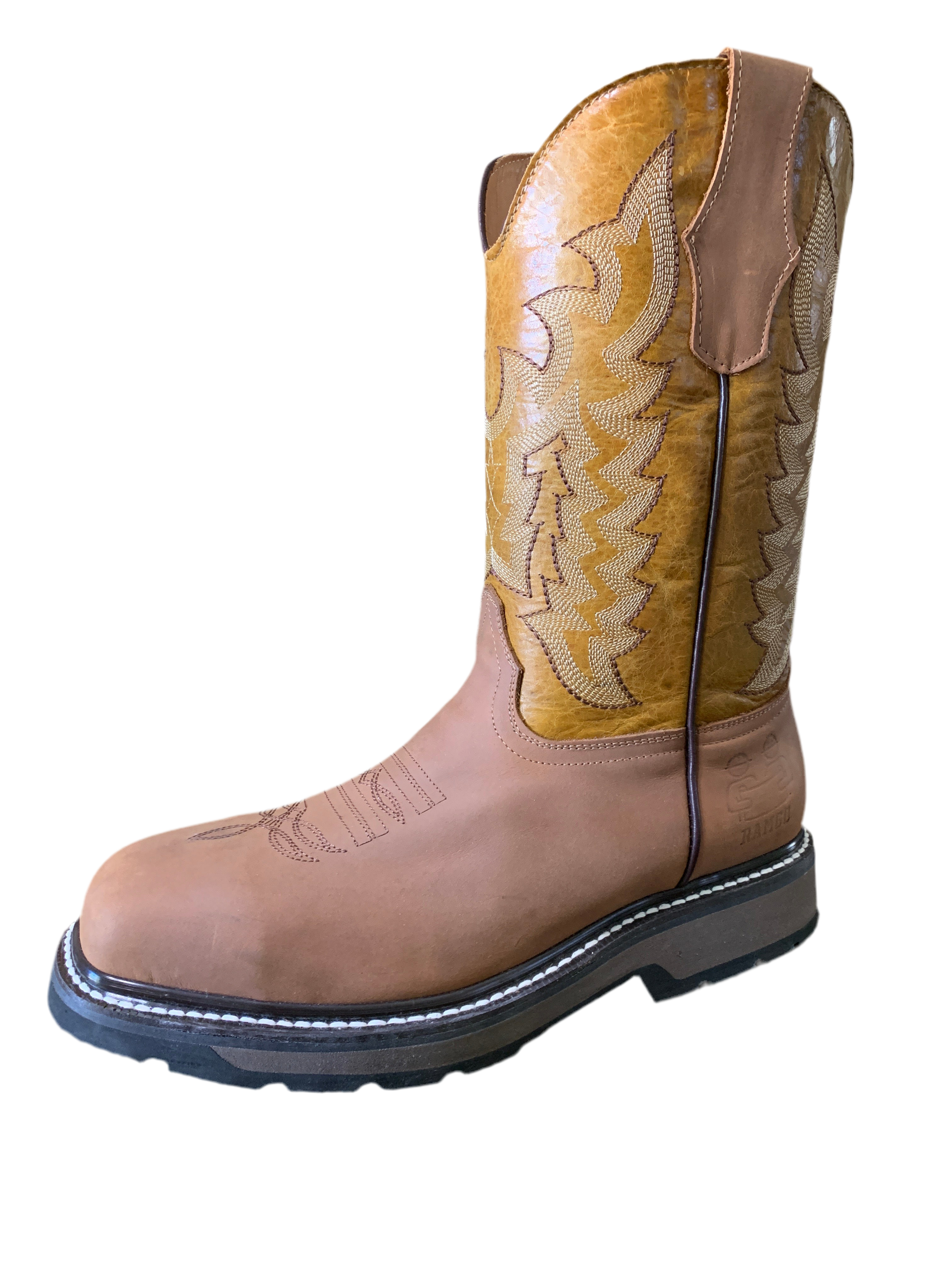 Cowhide leather steel toe boots- color tan