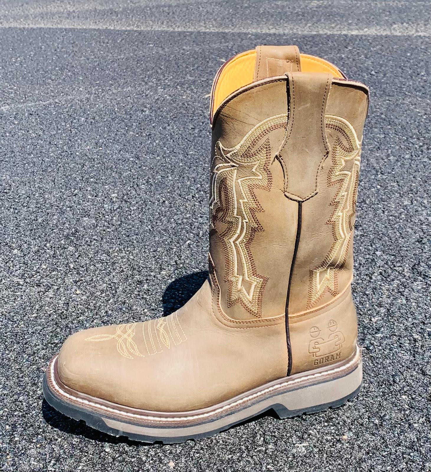 Cowhide leather steel toe boots- color tan